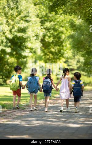 Children going to school Stock Photo