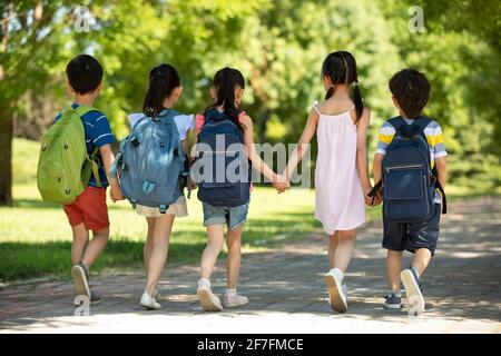 Children going to school Stock Photo