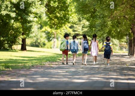 Children going to school Stock Photo
