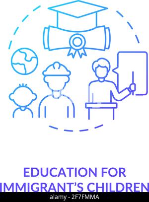 Education for immigrants children blue gradient concept icon Stock Vector