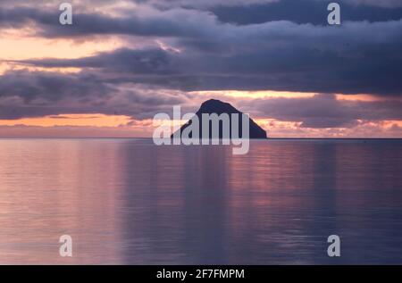 The small island of Litla Dimun before sunrise, Faroe Islands, Denmark, Europe Stock Photo