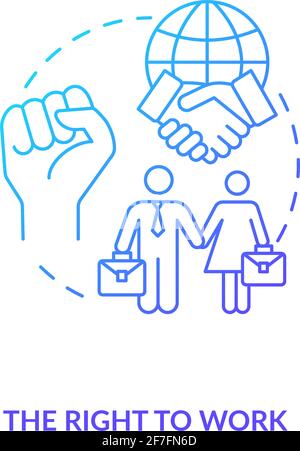 The right to work blue gradient concept icon Stock Vector