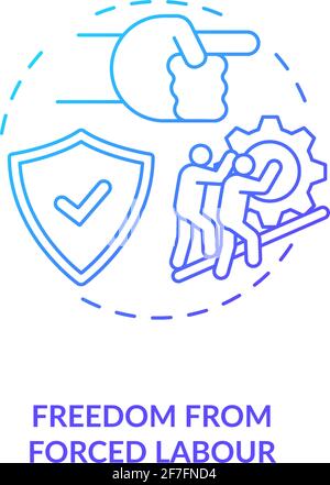 Freedom from forced labour blue gradient concept icon Stock Vector