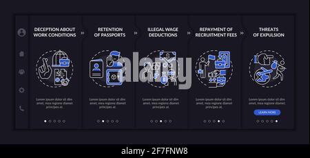 Migrant workers rights abuse onboarding vector template Stock Vector