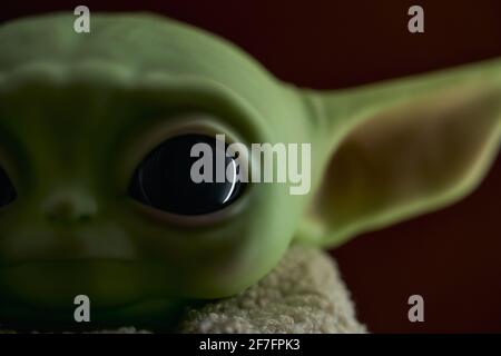 April, 2021: The Child, Grogu or baby Yoda, fictional character from the TV series The Mandalorian Stock Photo