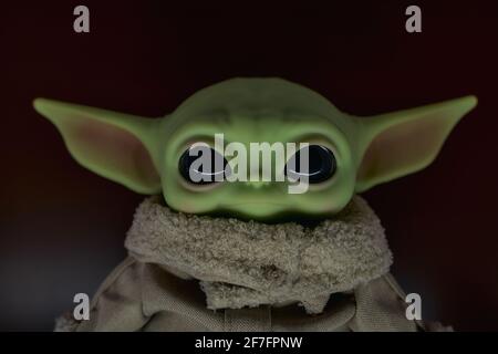 April, 2021: The Child, Grogu or baby Yoda, fictional character from the TV series The Mandalorian Stock Photo