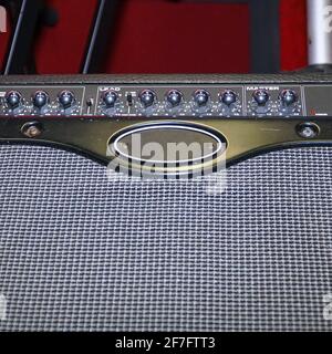 Black guitar combo amplifier. Guitar combo Stock Photo