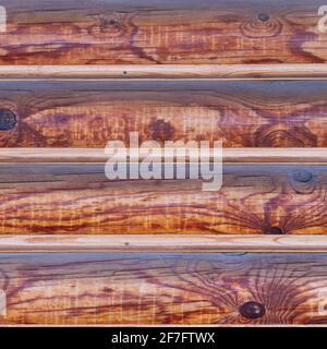 Horizontal Log wall texture for background Stock Photo