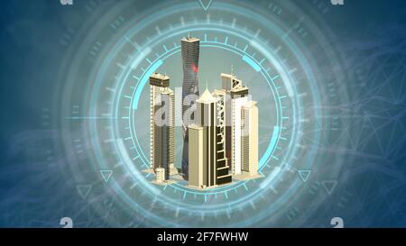 city stress - urban district renders, cg industrial 3d illustration ...