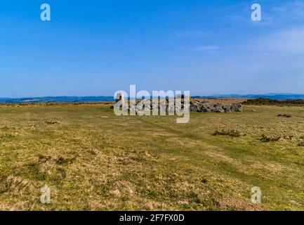 Trig point on Hergest Ridge Kington Herefordshire UK. March 2021 Stock Photo