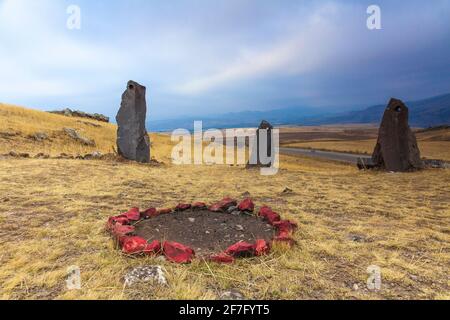 Armenia, Sisian, Zorats Karer also know as Karahundj or Carahunge - meaning speaking stones, Ancient tombs