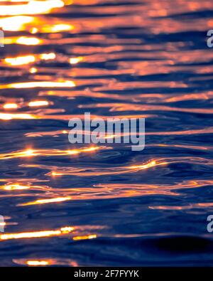Sea waves with sunset light reflecting on the water. Stock Photo