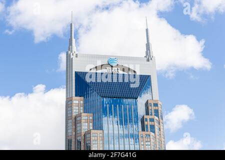 The AT&T Building is the tallest building in the state of Tennessee, also known as the 'Batman Building' because of its large antennae's. Stock Photo