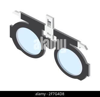 Eyeglasses isometric icon vector. Optician training frame sign. Medical ophthalmologist symbol. Eyesight check up illustration for apps, banner, flyer Stock Vector