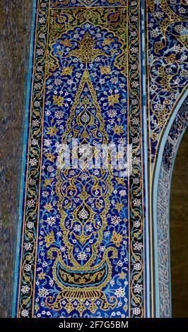 detail of tilework, Blue Mosque, Tabriz, Iran Stock Photo