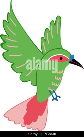 Flat vector icon of green flying hummingbird Stock Vector