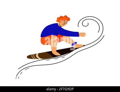 Man on a surf board ride the wave Stock Vector