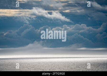 Storm clouds formation over the St. Lawrence River in Canada Stock Photo