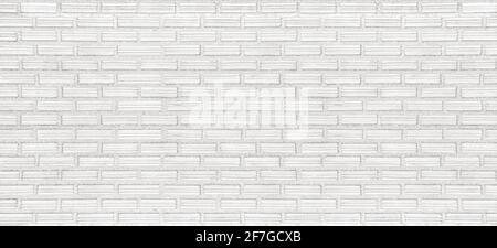 White brick wall texture background in rural room. Stock Photo