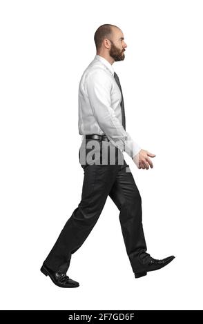 walking caucasian businessman isolated on white Stock Photo