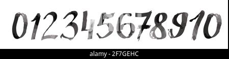 monochrome brush numbers. Vector illustration Stock Vector