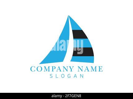 sail boat logo design vector template, Stock Vector