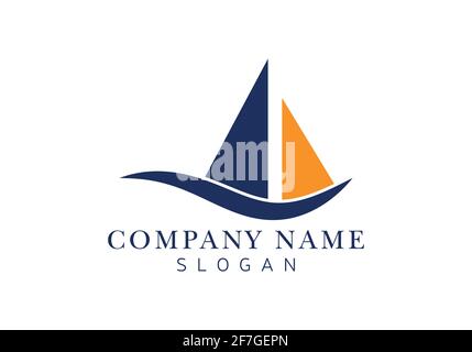 sail boat logo design vector template, Stock Vector