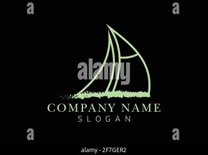 sail boat logo design vector template, Stock Vector