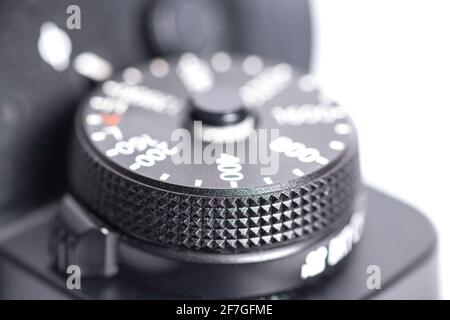 camera control wheel isolated on white background. Stock Photo