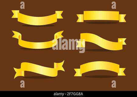 Set of golden ribbons vector Stock Vector