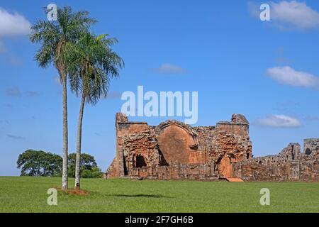 La Santisima Trinidad de Paraná / Most Holy Trinity of Paraná, ruins of Jesuit reduction in Trinidad / Trinity near Encarnación, Itapúa, Paraguay Stock Photo