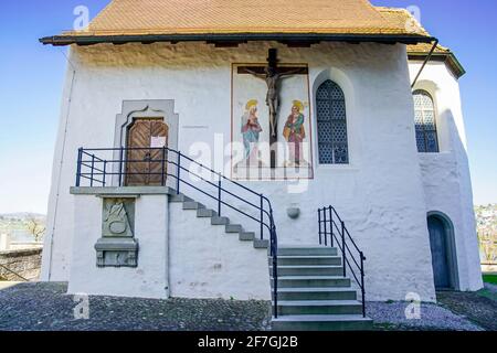 Chapel of Our Lady (Liebfrauenkapelle) dates back to the ossuary that was built by the House of Rapperswil around 1253 AD. Rapperswil, Canton of St. G Stock Photo