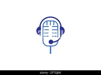 microphone, music logo design vector template. Stock Vector