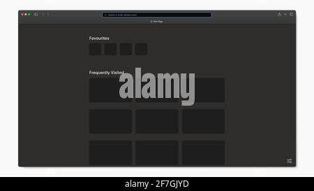 Internet Browser Dark Theme Blank Template. Vector illustration Stock Vector