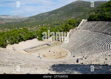the ancient Theatre of Epidaurus, c.4th-3rd century BC, Greece, Europe Stock Photo