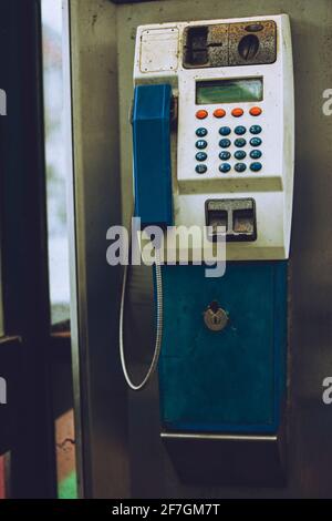 An old telephone booth in Cobh, Ireland Stock Photo