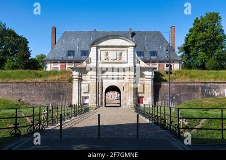 Arras, France - June 22 2020: The Porte Royale of the citadel of Arras, a stronghold built by Vauban between 1668 and 1672.