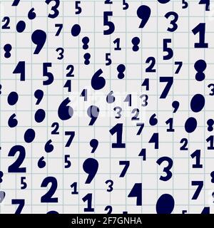 Numbers. Seamless vector wallpaper hand draw Stock Vector