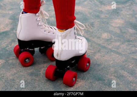 Learing to roller skate Stock Photo