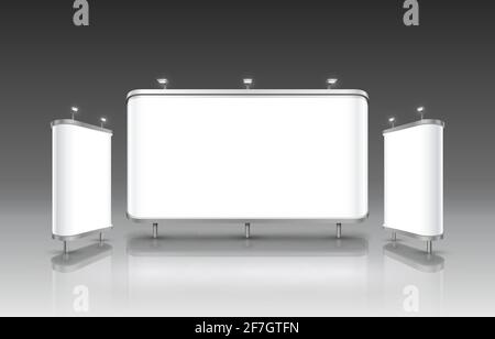 Scene presentations board, table white display. Vector illustration Stock Vector