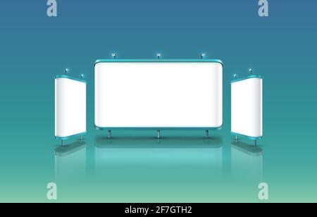 Scene presentations board, table white display. Vector illustration Stock Vector