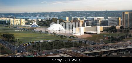 Panoramic aerial view of Brasilia - Brasilia, Distrito Federal, Brazil Stock Photo
