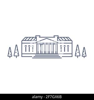 Museum vector icon - art museum or theatre simple pictogram in linear style on white background. Vector illustration Stock Vector