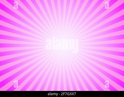 Sunlight glow horizontal background. Pink color burst background. Vector illustration. Sun beam ray sunburst wallpaper. Candy bright backdrop. starbur Stock Vector