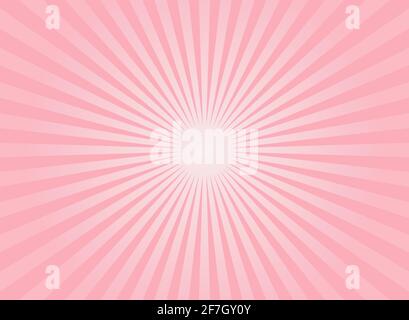 Sunlight glow horizontal background. Pink color burst background. Vector illustration. Sun beam ray sunburst wallpaper. Candy bright backdrop. starbur Stock Vector