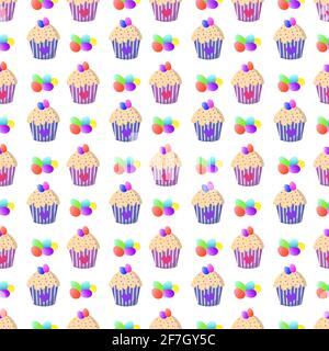 Multi-colored Easter cakes and eggs Stock Vector