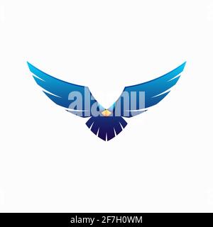 Wild bird logo design. Vector illustration of abstract blue bird flying Stock Vector