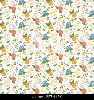 Multicolored stylized roses and flowers. Stock Vector