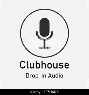 Clubhouse microphone. Audio Chat invite. Stock Vector