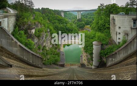 Small But Steep Dam For Hydroelectric Plant In Moste, Slovenia. View Of 